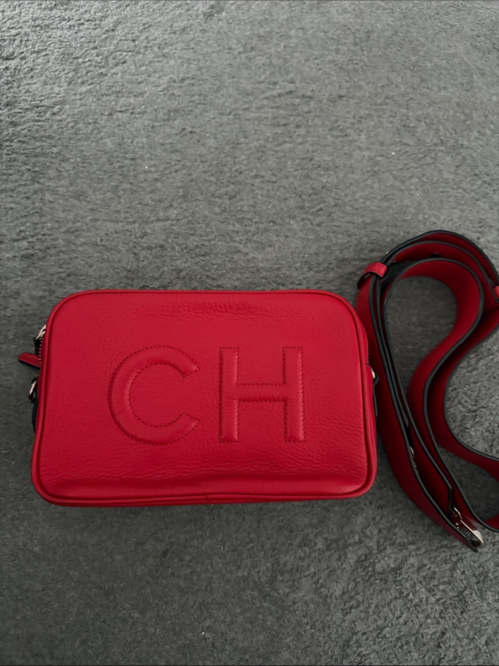 CH Red Leather Crossbody Camera Bag